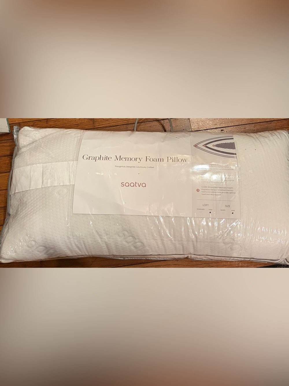 1 SAATVA GRAPHITE MEMORY FOAM PILLOW High Loft King Size Pillow NEW